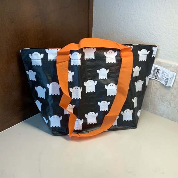 IKEA Ghost Patterned Tote Black, Orange and White Bag NWT Kustfyr Collection - Picture 5 of 5